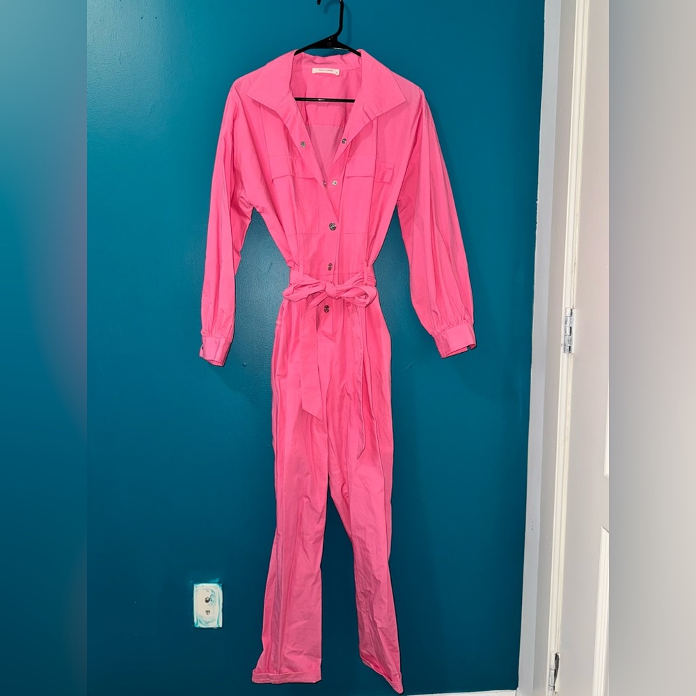 Vibrant Pink Button-Up Jumpsuit